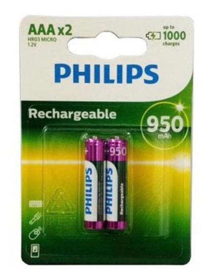 Pilhas Recarregavel Philips AAA C2 1000mah R03b2a9597 Philips
