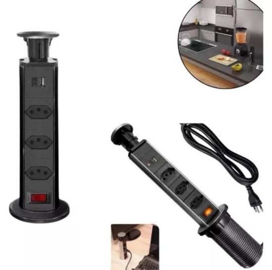 Torre De Tomada Multiplug Embutir Retrátil Mesa Usb Tipo-c Px-103U