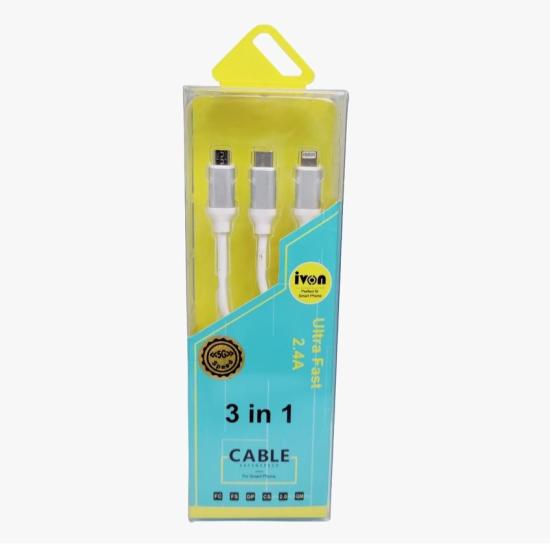 Cabo de dados USB 2,0 p/celular 1mt v8+ip+type-c